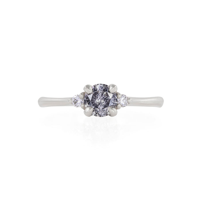 Love is All 0.5ct Grey Diamond Engagement Ring - 14k White Gold Polished Band