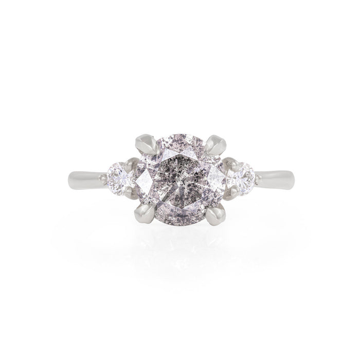 You, Me & Magic 2ct Grey Diamond Engagement Ring - 14k White Gold Polished Band
