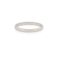 Classic Domed Edge Wedding Ring - 14k Polished White Gold (Thin Band)