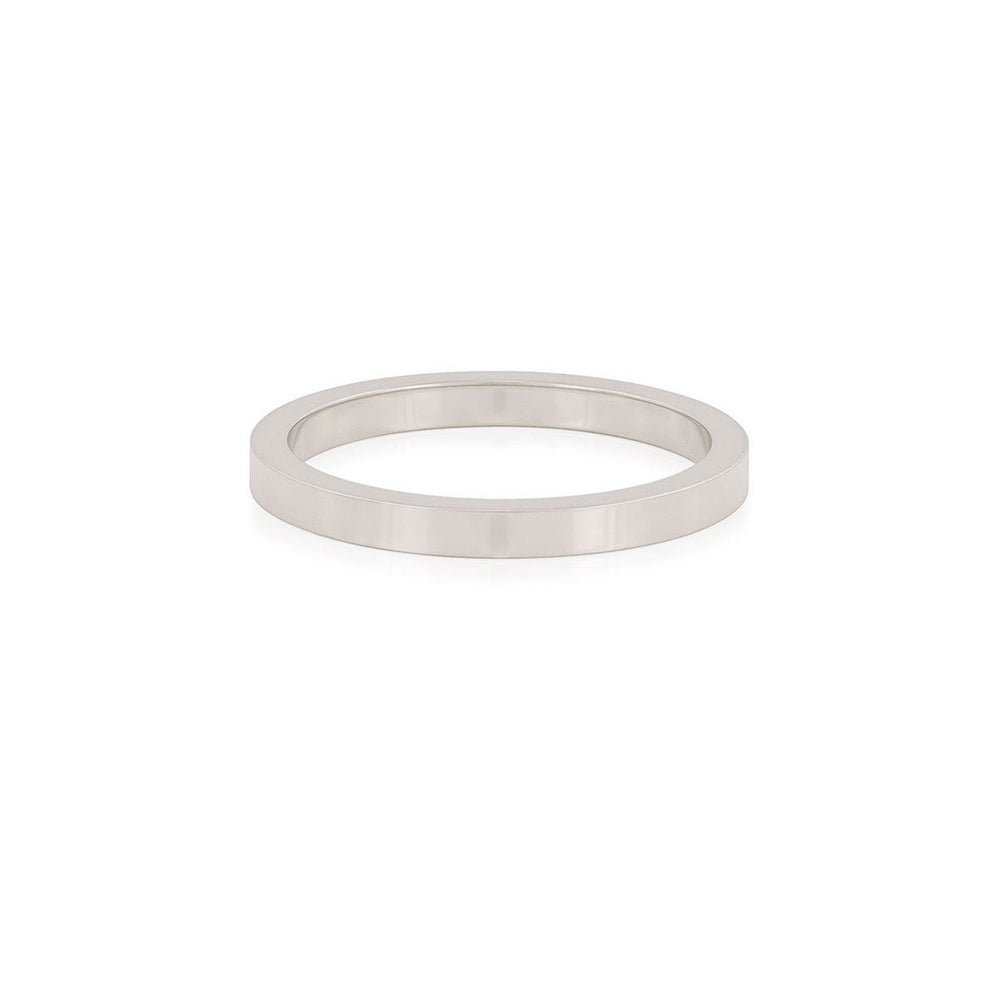 Classic Flat Wedding Ring - 14k Polished White Gold (Thin Band)