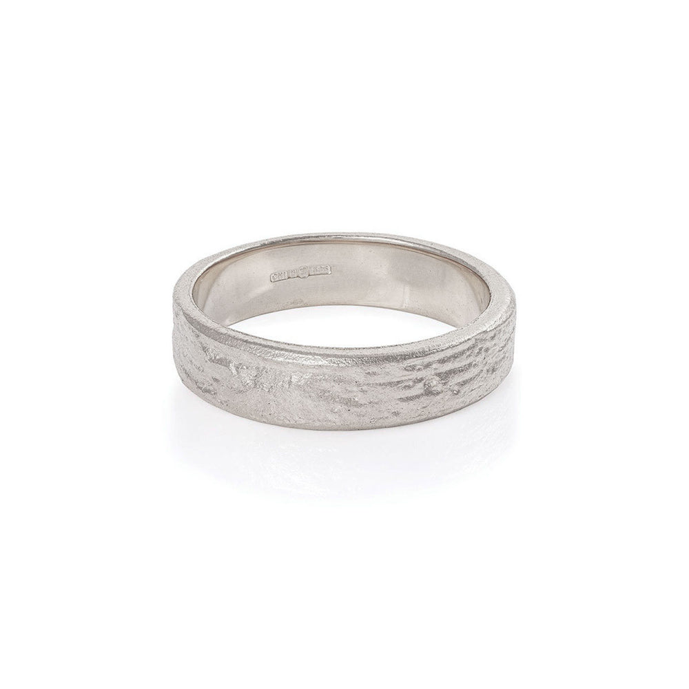 Driftwood Men's Wedding Ring - 14k White Gold (Wide Band)