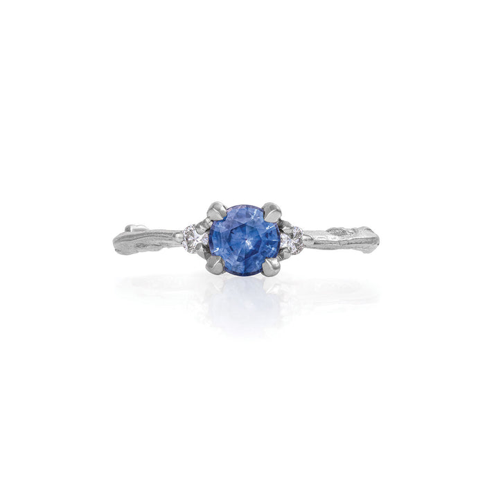 Love is All 0.5ct Blue Sapphire Engagement Ring - 14k White Gold Twig Band