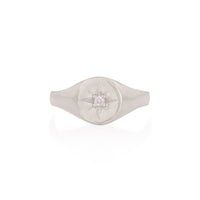 North Star Diamond Original Signet Ring - 14k White Gold