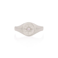 North Star - 14k White Gold Diamond Original Signet Ring