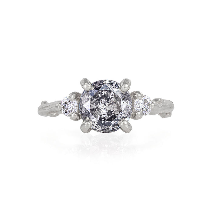You, Me & Magic 2ct Grey Diamond Engagement Ring - 14k White Gold Twig Band