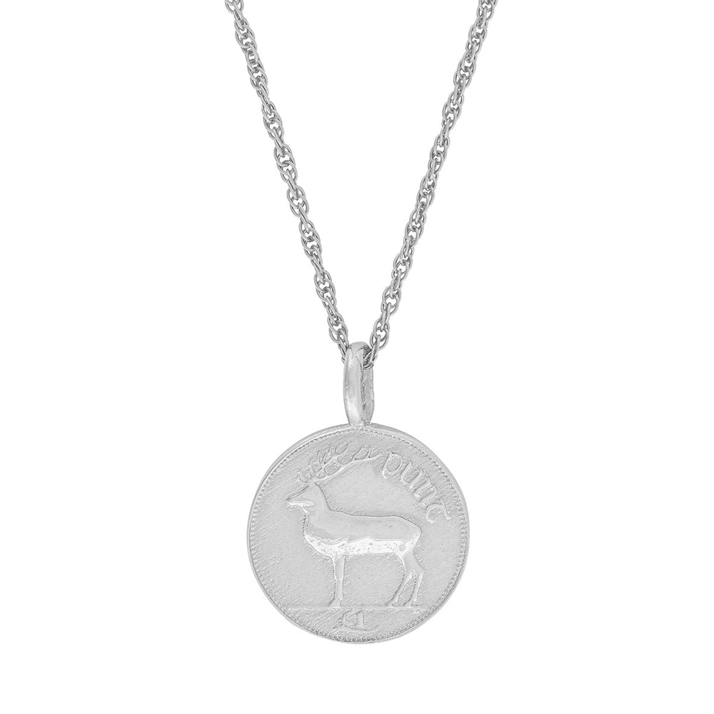 Worth Your Weight In Gold - 14k White Gold 1992 Stag Coin Necklace