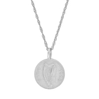 On-body shot of Worth Your Weight In Gold - 14k White Gold 1992 Stag Coin Necklace