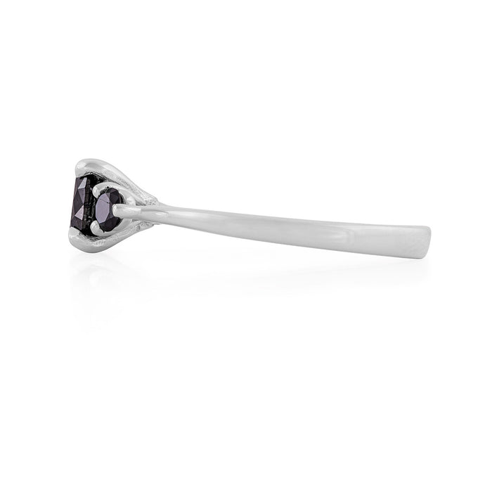 On-body shot of You, Me & Magic - 14k White Gold Polished Band 1ct Black Diamond Ring