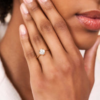 On-body shot of Sparkle 1ct Lab-Grown Diamond Engagement Ring - 14k White Gold Polished Band
