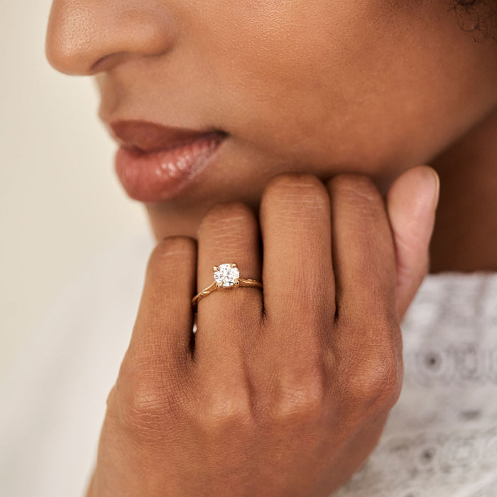 On-body shot of Sparkle 1ct Lab-Grown Diamond Engagement Ring - 14k Gold Twig Band
