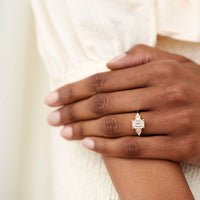 On-body shot of Victorian Lab-Grown Diamond Engagement Ring - 14k White Gold Polished Band