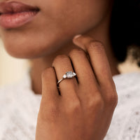On-body shot of You, Me & Magic 1ct Grey Diamond Engagement Ring - 14k White Gold Polished Band
