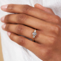 On-body shot of You, Me & Magic 1ct Grey Diamond Engagement Ring - 14k Gold Twig Band