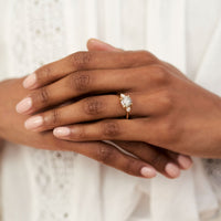 On-body shot of You, Me & Magic 2ct Grey Diamond Engagement Ring - 14k White Gold Polished Band