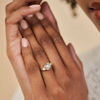 On-body shot of You, Me & Magic 2ct Grey Diamond Engagement Ring - 14k White Gold Twig Band