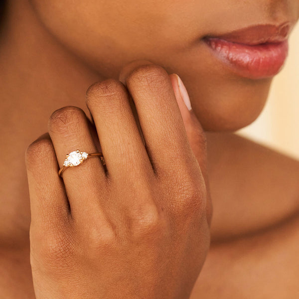 On-body view of Love is Ours 0.7ct Lab-Grown Diamond Engagement Ring - 14k White Gold Polished Band