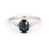 Dewlight 1ct Blue Sapphire Oval Engagement Ring - 14k White Gold Polished Band - Video cover