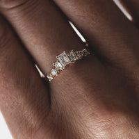 On-body shot of Crown of Heroes - 14k White Gold Polished Band Baguette Lab-Grown Diamond Ring