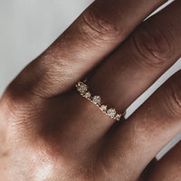 On-body shot of Crown of Light - 14k Gold Polished Band Diamond Ring