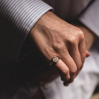 On-body shot of North Star - 14k Gold Diamond Original Signet Ring